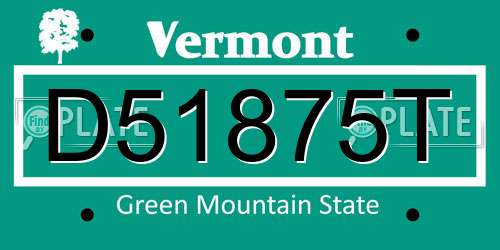 D51875T Vermont License Plate