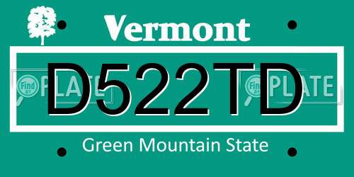 D522TD Vermont License Plate