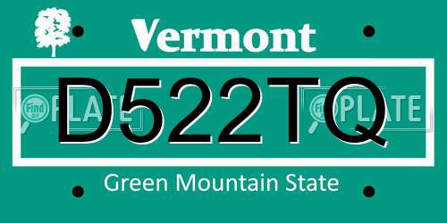D522TQ Vermont License Plate