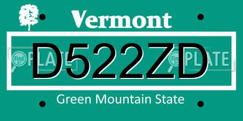 D522ZD Vermont License Plate