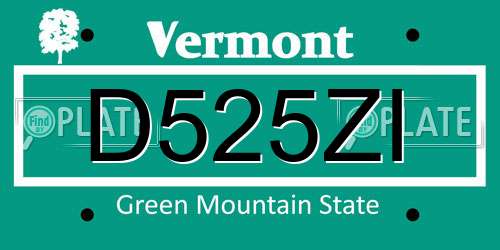D525ZI Vermont License Plate