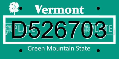 D526703 Vermont License Plate