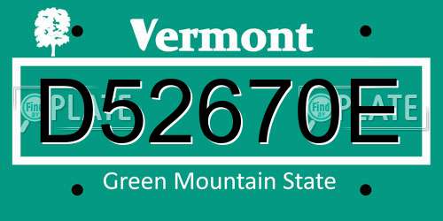 D52670E Vermont License Plate