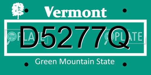 D5277Q Vermont License Plate