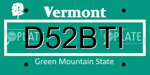 D52BTI Vermont License Plate