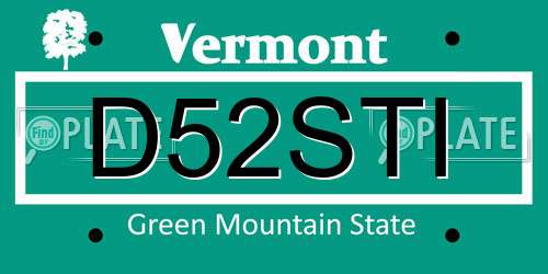D52STI Vermont License Plate