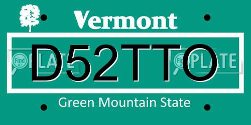 D52TTO Vermont License Plate