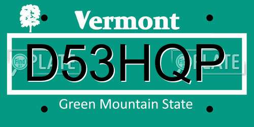 D53HQP Vermont License Plate