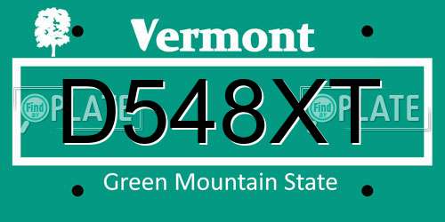 D548XT Vermont License Plate