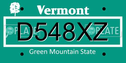 D548XZ Vermont License Plate