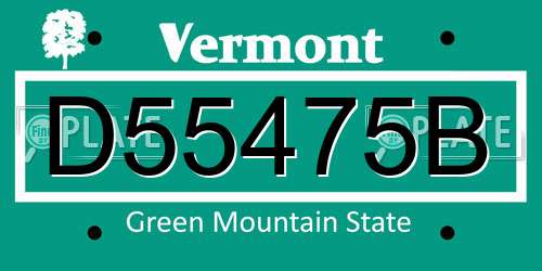 D55475B Vermont License Plate