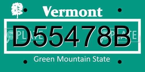 D55478B Vermont License Plate