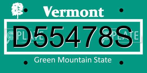 D55478S Vermont License Plate
