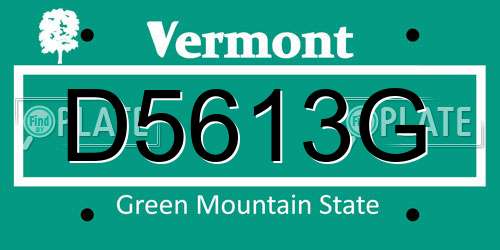 D5613G Vermont License Plate