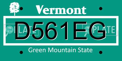 D561EG Vermont License Plate