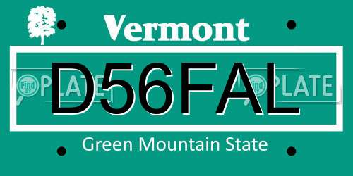 D56FAL Vermont License Plate
