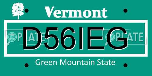 D56IEG Vermont License Plate