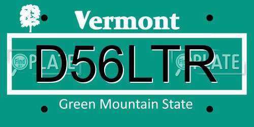 D56LTR Vermont License Plate