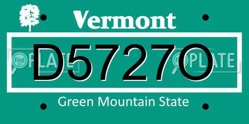 D5727O Vermont License Plate
