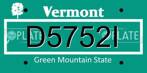 D5752I Vermont License Plate