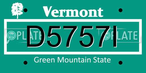 D5757I Vermont License Plate