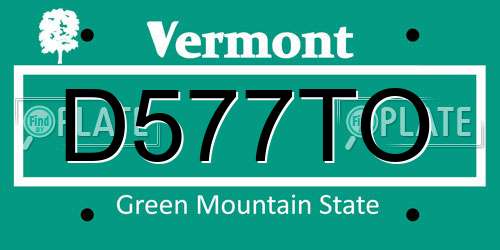 D577TO Vermont License Plate