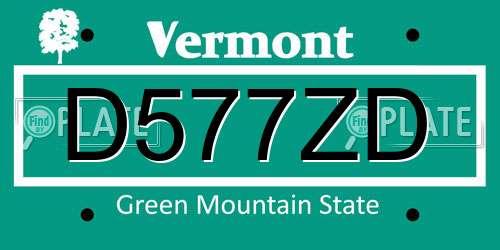 D577ZD Vermont License Plate