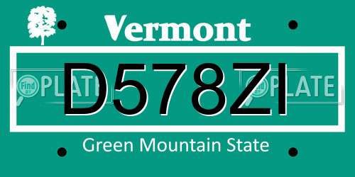 D578ZI Vermont License Plate