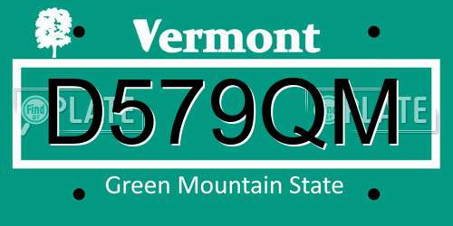 D579QM Vermont License Plate