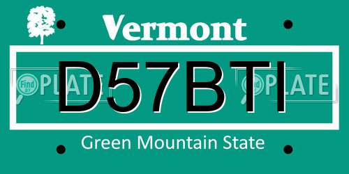 D57BTI Vermont License Plate