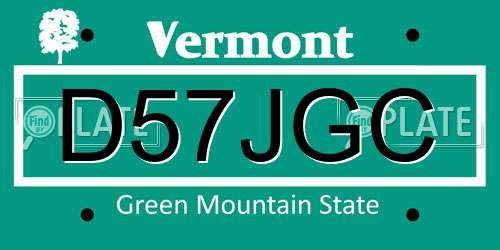 D57JGC Vermont License Plate