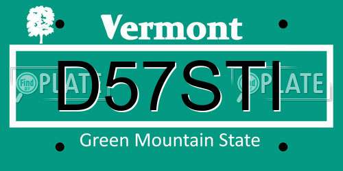 D57STI Vermont License Plate