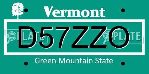 D57ZZO Vermont License Plate
