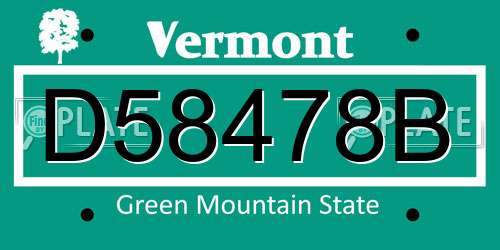 D58478B Vermont License Plate