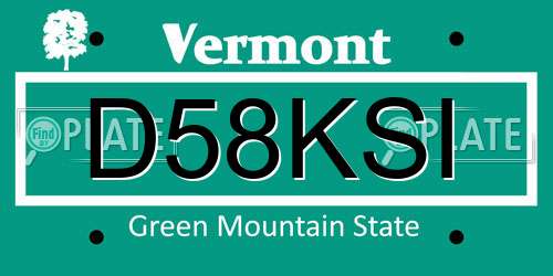 D58KSI Vermont License Plate