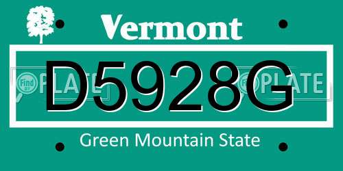 D5928G Vermont License Plate
