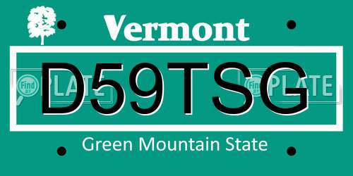 D59TSG Vermont License Plate