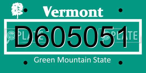 D605051 Vermont License Plate