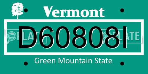 D60808I Vermont License Plate