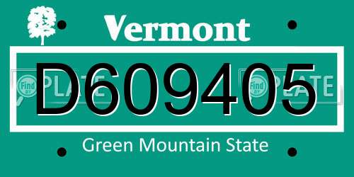 D609405 Vermont License Plate