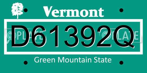 D61392Q Vermont License Plate
