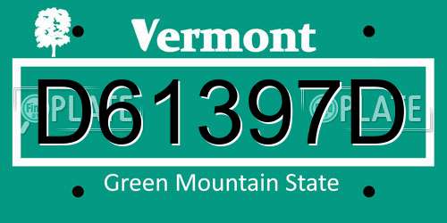 D61397D Vermont License Plate