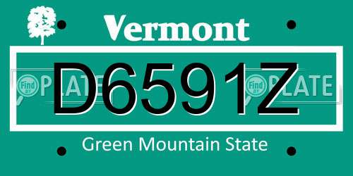 D6591Z Vermont License Plate