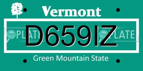 D659IZ Vermont License Plate