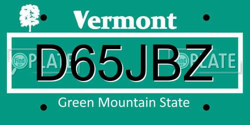 D65JBZ Vermont License Plate