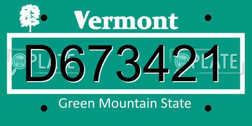 D673421 Vermont License Plate