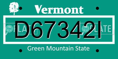 D67342I Vermont License Plate