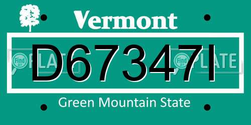 D67347I Vermont License Plate