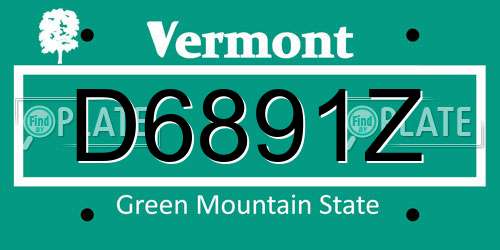 D6891Z Vermont License Plate