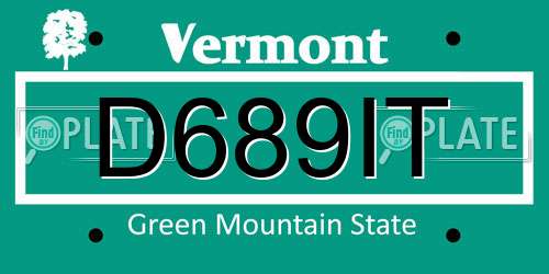 D689IT Vermont License Plate